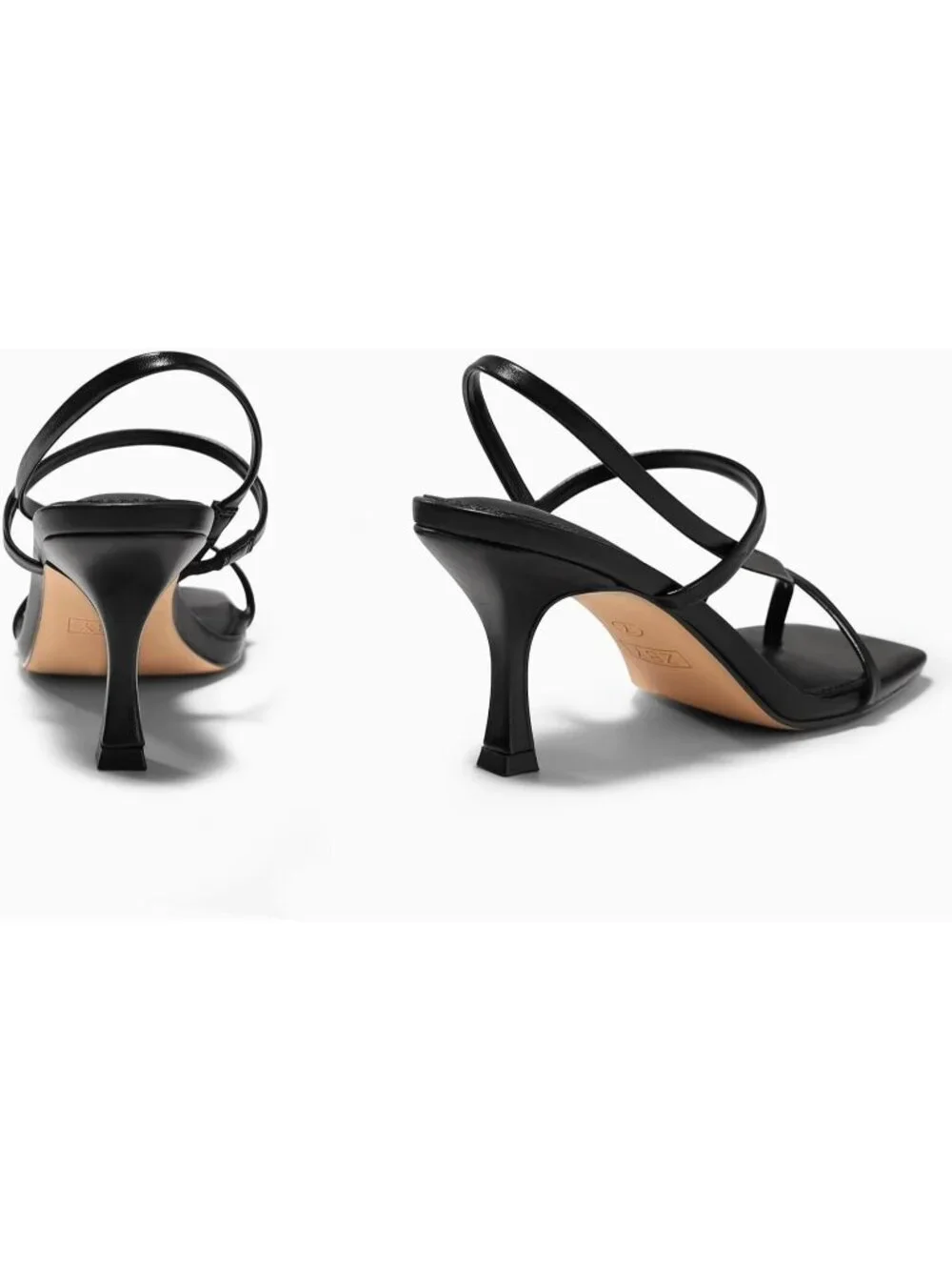 Women's Black Strappy Kitten Heels Sandals Square Open Toe Flip Flops Shoes